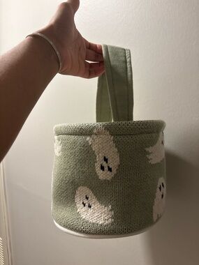 Green Knit Ghost Basket Tote